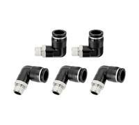 QUARKZMAN 5 Pcs Raccords À Pousser Pour Connecter Coude Mâle 1/2 Inch Tube OD x 1/4 Inch NPT Filetage 90 Degrés Raccord Pneumatique Pour Tuyau D'eau D'huile De Gaz D'air, Noir