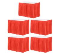 QUARKZMAN 5 Pcs Rouge Jupes de Table en Plastique, 29 Pouce x 14 Ft Jupes de Table pour Tables Rectangulaires, Nappes Jetables pour Fête d'anniversaire et de Mariage