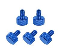 QUARKZMAN 5 Pcs Vis A Papillon Moletée M5x10mm à Tête Plate, Boulons à Papillon Filetés Pleins En Alliage D'Aluminium Pour Boîtiers PC Et Cartes Graphiques, Bleu Foncé