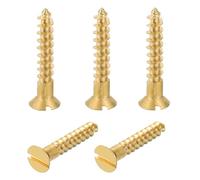 QUARKZMAN 5 Pcs Vis En Laiton, M5 x 30mm Ronde et Convexe À Fente Solide Auto-Taraudeuse Pour Réparation De Meubles Cadre Photo Cloison Sèche Électroménager, Or