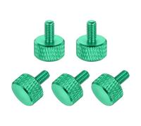 QUARKZMAN 5 Pcs Vis Moletée M4x8mm Vis Moletées à Tête Plate, en Alliage d'Aluminium Massif, Entièrement Filetées, pour Boîtiers d'Ordinateurs PC et Cartes Graphiques, Vert Armée