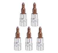 QUARKZMAN 5 Pièces Embout PH1 Phillips À Douille 1/4" Carré Métrique Acier S2 Et CR-V Cliquet À Douille Embouts Qualité Industrielle, Argent Rouge