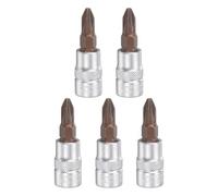 QUARKZMAN 5 Pièces PH2 Embout Phillips Douille 1/4" Carré Métrique Acier S2 Et CR-V Clé À Cliquet Douille Grade Industriel Embouts, Argent Rouge