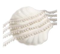 QUARKZMAN 5 Yards Faux Pearl Lace Ribbon, 6-8mm Pearl Fringe Applique Beaded Trim Bridal Embellishments Pour Sewing Wedding Party Dress Fabric DIY Craft Decoration, White