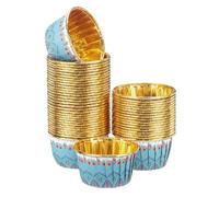 QUARKZMAN 50 Caissettes À Muffins En Aluminium Doré 3.5 oz Caissettes Bohème Style Pour Anniversaire Mariage Fête, Bleu/Violet