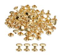 QUARKZMAN 50 Ensembles Cuir Rivets, 8mm Double Casquette Rivets 8mm Hauteur Métal Clous Rivet pour Cuir Artisanat Réparation Diy Porte-Monnaie Ceintures Sacs Chaussures Or Ton