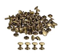 QUARKZMAN 50 Ensembles Cuir Rivets, 9mm Double Casquette Rivets 10mm Hauteur Métal Clous Rivet pour Cuir Artisanat Réparation Diy Porte-Monnaie Ceintures Sacs Chaussures, Bronze Tone