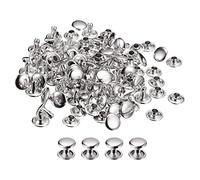 QUARKZMAN 50 Ensembles Cuir Rivets, 9mm Double Casquette Rivets 8mm Hauteur Métal Clous Rivet pour Cuir Artisanat Réparation Diy Porte-Monnaie Ceintures Sacs Chaussures, Argent Ton