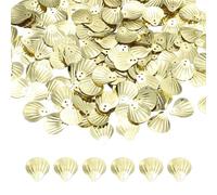 QUARKZMAN 50 Gram Paillettes Lâches 13mm Paillettes Coquillage Et Paillettes Avec 2 Trous Pour Earrings Clothing Embroidery Couture DIY Art Crafts Supplies, Light Gold