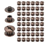 QUARKZMAN 50 Jeu Vis Chicago M4 x 4mm 6mm Longueur Metal Phillips Clou Rivet Goujon Boulon Rivets Attache Vis pour DIY Ceinture Sac Livre Reliure, Cuivre Rouge