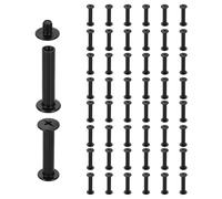 QUARKZMAN 50 Jeu Vis Chicago M5 x 25mm 27mm Longueur Métal Phillips Clou Rivet Goujon Vis Boulons Rivets Borne De Fixation Vis Pour DIY Ceinture Sac Cuir Reliure Livre, Noir