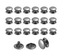 QUARKZMAN 50 Jeux De Rivets En Cuir, 12mm Rivets À Double coque, 8mm Hauteur Goujons Métalliques Tubulaires Pour Réparation Et Décoration De Travaux Manuels En Cuir, Vêtements DIY, Noir