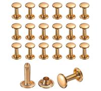 QUARKZMAN 50 Jeux De Rivets En Cuir, Rivets À Double Coque De 8mm, Goujons Tubulaires En Métal De 12mm De Hauteur Pour Réparation Et Décoration De Cuir, Chaussures, Ceintures, Or Clair