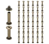 QUARKZMAN 50 Jeux De Vis Chicago M4 x 20mm Longueur 22mm Rivet Métallique À Tête Phillips Clou Boulon Rivet Vis De Fixation Pour Travaux DIY Ceinture En Cuir Sac Reliure, Bronze