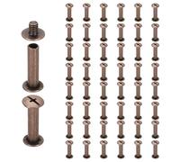 QUARKZMAN 50 Jeux De Vis Chicago M5 x 20mm Longueur 22mm Métal Phillips Clou Rivet Stud Boulons Rivets Poste De Fixation Vis Pour DIY Ceinture En Cuir Sac Craft Reliure, Cuivre Rouge
