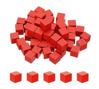 QUARKZMAN 50 Pcs Blocs En Bois, 0.8 Inch Cube En Bois Naturel Non Traité Pour Projet Artistique DIY Peinture Décoration, Red