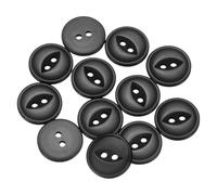 QUARKZMAN 50 Pcs Boutons Ronds à Œil de Poisson, 18mm Diamètre Boutons à Coudre de Couture en Résine à 2 Trous pour Remplacement Vêtements DIY Artisanat Décoration Loisirs Créatifs, Noir