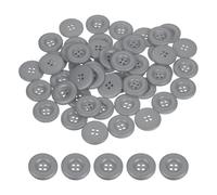 QUARKZMAN 50 Pcs Boutons Ronds en Résine, 25mm Diamètre x 5mm Épaisseur Boutons Mercerie à 4 Trous pour Remplacement Vêtements DIY Artisanat Décoration Loisirs Créatifs, Gris