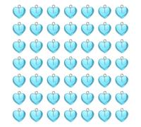 QUARKZMAN 50 Pcs Charme Coeur En Résine, Pendentifs Coeur Amour Valentin Couleur Bonbon Transparent Charmes Porte-Clés Pour DIY Fabrication Bijoux Bracelet Collier Boucles D'oreille