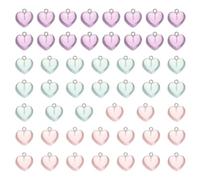 QUARKZMAN 50 Pcs Charmes Coeur En Résine, Pendentifs Coeur D'Amour Valentin Couleur Bonbon Transparents Charmes Porte-Clés Pour DIY Fabrication De Bijoux Bracelet Collier Boucles D'Oreilles,
