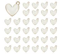 QUARKZMAN 50 Pcs Charmes En Alliage En Forme De Coeur Émaillé, Pendentifs Cœur Valentin Bijoux D'Amour Pour Fabrication De DIY Collier Bracelet Boucles D'Oreilles Porte-Clés, Blanc