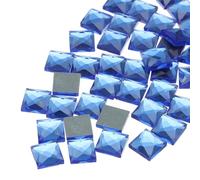 QUARKZMAN 50 Pcs de Strass En Acrylique à Dos Plat de 12 mm Pierre Précieuse Artificielle Carrée Pour L'Artisanat La Peinture Sur Visage La Fabrication de Bijoux de Costume, Bleu Profond