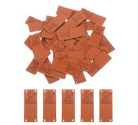 QUARKZMAN 50 Pcs Étiquettes en Cuir Faites à la Main, Cuir PU Étiquettes avec Trou en Relief pour Embellir Vos Travaux de Couture DIY, 50x20mm, Lapin