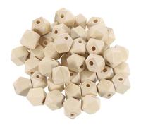 QUARKZMAN 50 Pcs Perles En Bois Géométriques, 12mm/0.47inch Perles Hexagonales Géométriques Non Finies, Couleur Naturelle Perles Espaceuses Lâches Pour Fabrication Décoration Maison