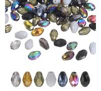 QUARKZMAN 50 PCS Perles En Cristal En Forme De Larme, 8x12mm Facetté Cristal AB Pour Collier Bracelet Boucles D'Oreilles Fournitures DIY Fabrication De gemmes Artisanaux, Noir