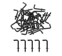 QUARKZMAN 50 Pièces 1/2" Tricots à Vis en Forme de L Tricots à Visser Noir | Tricots à Vis Métalliques à Angle Droit en 7 Formes pour Suspendre, Tricots à Angle Droit