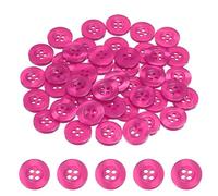 QUARKZMAN 50 Pièces Boutons Ronds en Résine, 15mm Diamètre x 2.5mm Épaisseur Boutons Mercerie à 4 Trous pour Remplacement Vêtements DIY Artisanat Décoration Loisirs Créatifs, Rose Rouge