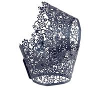 QUARKZMAN 50 Pièces Caissettes À Cupcake Dentelle Design Papillon Ajouré Enveloppes À Cupcake Artistiques Caissettes En Papier Pour Anniversaires Mariages Fêtes, Bleu Foncé