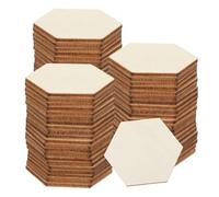 QUARKZMAN 50 Pièces de Hexagones en Bois Non Finis de 1" x 1.1" x 0.08" Tranches de Bois Vierges Découpes Tuiles pour L'Artisanat DIY Peinture Sous-Verres Décoration de la Maison