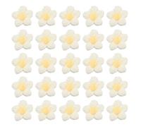 QUARKZMAN 50 Pièces de Patchs à Coudre en Forme de Fleur, Fleurs au Crochet Faites à la Main en Pétales de Fleurs au Crochet, Embellissements pour Cheveux Diy, Vêtements, Blanc et Jaune