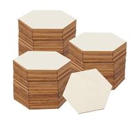 QUARKZMAN 50 Pièces Hexagones en Bois Non Finis 3" x 0,1" Découpes Tuiles