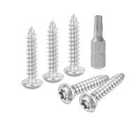 QUARKZMAN 50 Pièces M4 x 20mm Vis à Tête Bombée Torx de Sécurité (Argent) | en Acier Inoxydable 304, Vis Autotaraudeuses Résistantes au Vandalisme, Vis à Bois Antivol avec Embout T20