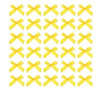 QUARKZMAN 50 Pièces Nœuds en Satin, Mini Noeud en Ruban, 4.5 × 4 cm Petits nœuds, Nœud en Ruban de Satin Auto-Adhésifs pour DIY Artisanat, Décoration de Mariage, Cartes, Cadeau, Jaune Vif