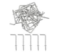 QUARKZMAN 50 Pièces Tricots à Angle Droit 1-1/4" Tricots à Vis Argent | en Forme de L, Tricots à Vis Métalliques, Tricots à Visser, en 7 Formes, pour Suspendre, à Angle Droit
