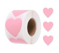 QUARKZMAN 500pcs Autocollants En Forme De Coeur Rose Rouleau 1.5 Pouce Autocollants Auto-Adhesifs Etiquettes Codage Amovibles Pour DIY Loisirs De Class Marquage