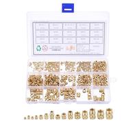 QUARKZMAN 500pcs M2 M2.5 M3 M4 M5 M6 Metric Threaded Insert Brass Heat Set Insert Knurled Nuts Assortment Kit, 3D Printing Brass Nuts Female Threaded Inserts Nuts With Heat Set Insert Tips