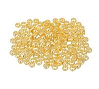 QUARKZMAN 500Pcs Perles de Sertissage Rondes, 3mm Perles d'Espacement en Laiton Perles Lâches en Métal Embouts de Serrage Minuscules pour L'Artisanat DIY, Or