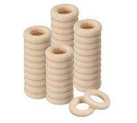 QUARKZMAN 50pcs 15mm(0.6-pouce) Naturel Bois Anneaux, 4mm Épais Lisse Inachevé Bois Cercles pour DIY Artisanat, Tricot, Macramé, Pendentif