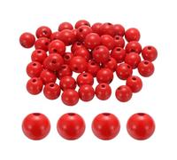 QUARKZMAN 50pcs 20mm Perles En Bois Rouge 3.3mm Perles En Bois Rondes | Espacement Lâche Pour Fabrication De Gemmexs Bracelets DIY Artisanat Macramé Décorations Faites À La Main, Grand Trou