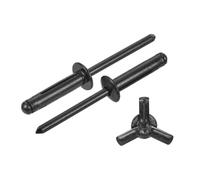 QUARKZMAN 50Pcs 3/16"x3/4" Rivets À Tête Ronde En Aluminium À Triple Griffe, Assortiment De Rivets À Triple Griffe Style Ampoule Pour Bricolage, Tôle, Réparations Automobiles, (Noir)