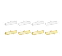 QUARKZMAN 50Pcs 30mm Extrémités de Ruban, Pinces Sertissage Marque-Pages, Fermoirs Sertissage pour la Fabrication Bijoux Bracelet Collier, Or/Argent