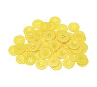 QUARKZMAN 50Pcs 40L Boutons Mercerie Jaune 25mm Bouton Résine Rond Plat à 4 Trous Boutons de Couture Boutons de Rechange pour la Confection de Manteaux, Vêtements et Bricolage