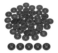 QUARKZMAN 50Pcs Boutons À Coudre 30mm (1-3/16 Pouce) 4 Troues Résine Épaissis Ronds Boutons De Remplacement Pour Vêtements DIY Artisanat Décoration, Noir