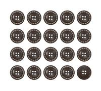 QUARKZMAN 50Pcs Boutons en Bois, 30mm, 4 Trous, Bouton Rond en Bois, Bouton de Couture en Bois, Motif à Lignes Pointillées pour Couture, Loisirs Créatifs, Vêtements, Marron Foncé