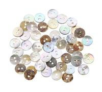 QUARKZMAN 50pcs Boutons En Nacre Naturelle, Boutons À 2 Trou 10mm Pour Couture Shirt Bag DIY Décoration Artisanat, Multicolores