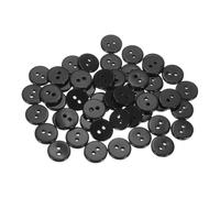 QUARKZMAN 50Pcs Boutons Naturels En Nacre, 2 Trous 12.5mm Ronds Plats Boutons En Nacre Pour Shirt Coats Suits Jacket Jeans Skirts DIY Couture Artisanat, Noir